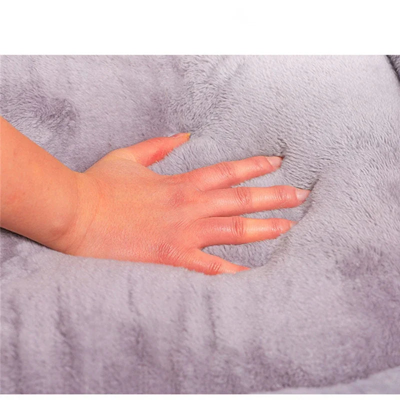 Square Plush Calming Dog & Cat Bed – Soft Sofa Cushion for Small & Medium Pets