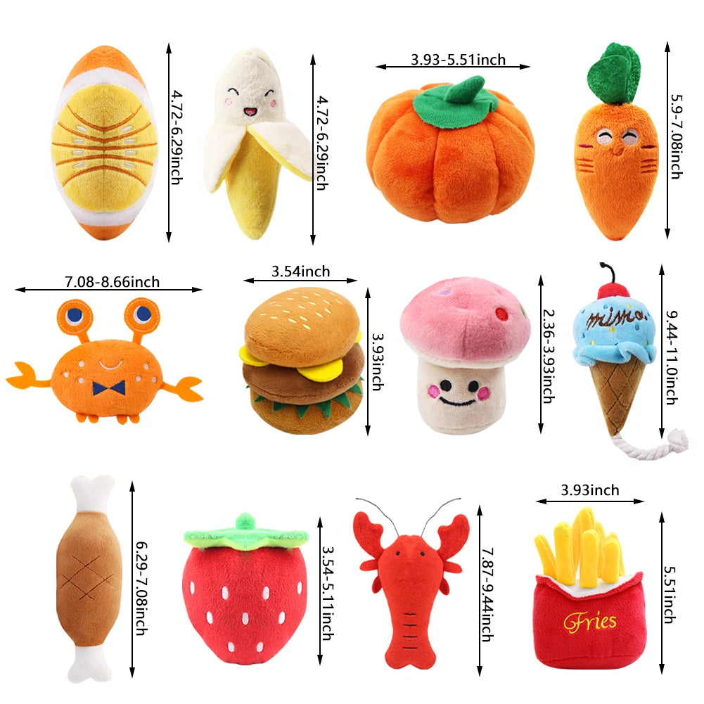 🐶 1Pc Pet Toys Fruit & Animal Cartoon Plush Squeaky Toy 🍓🐾