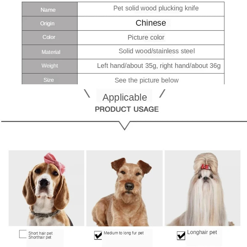 Professional Pet Hair Removal Knife – Stripping Comb with Wooden Handle for Dogs & Cats