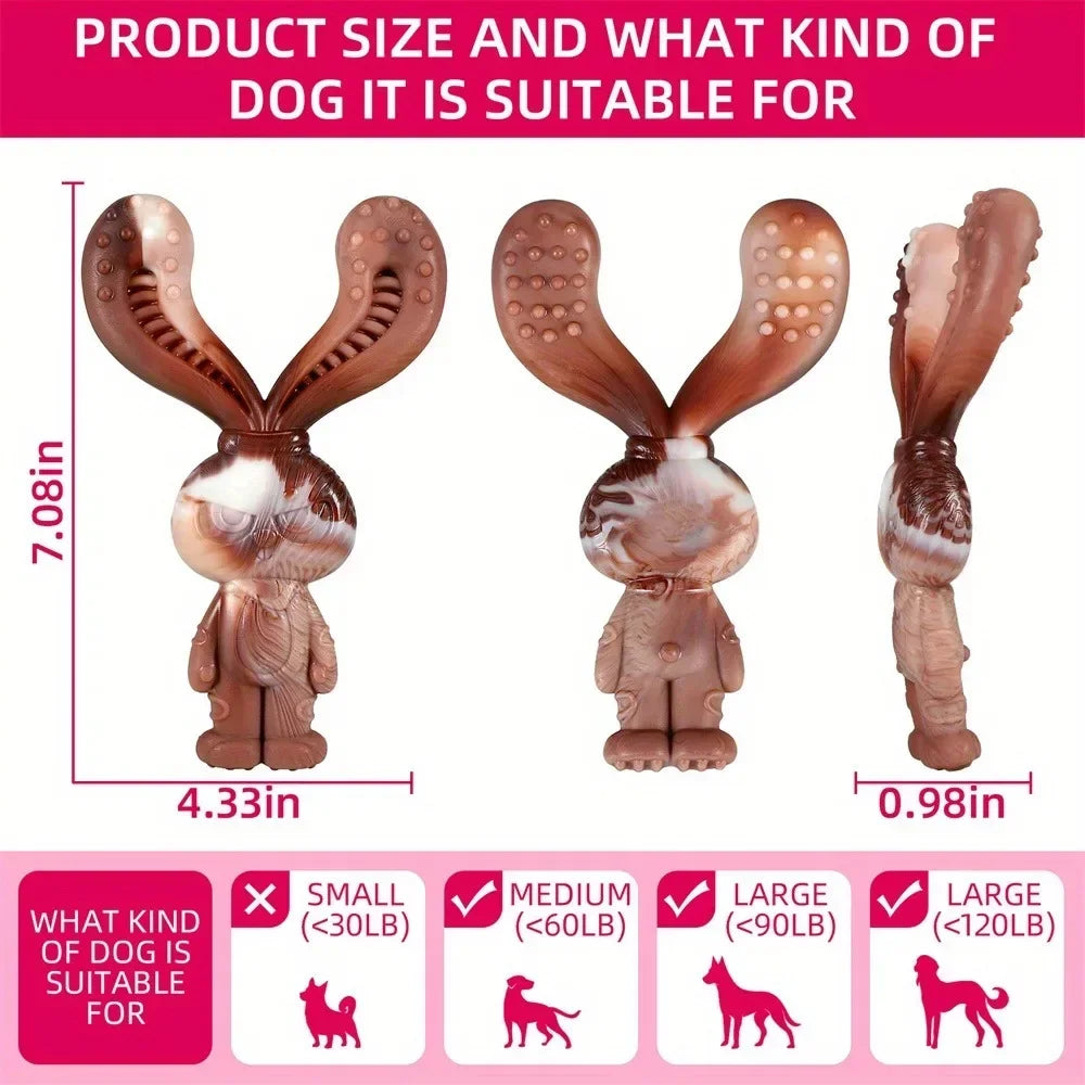Rabbit-Shaped Nylon Dog Chew Toy – Indestructible Beef Flavor 🐇🍖