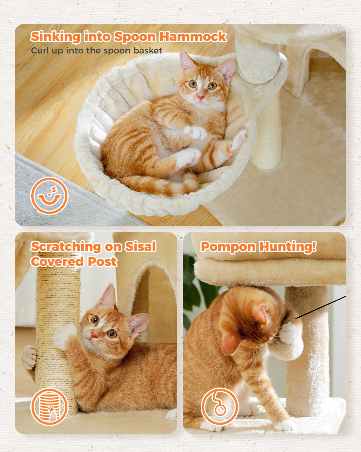 Cat Tree Tower – Scratching Posts, Hammock & Perch