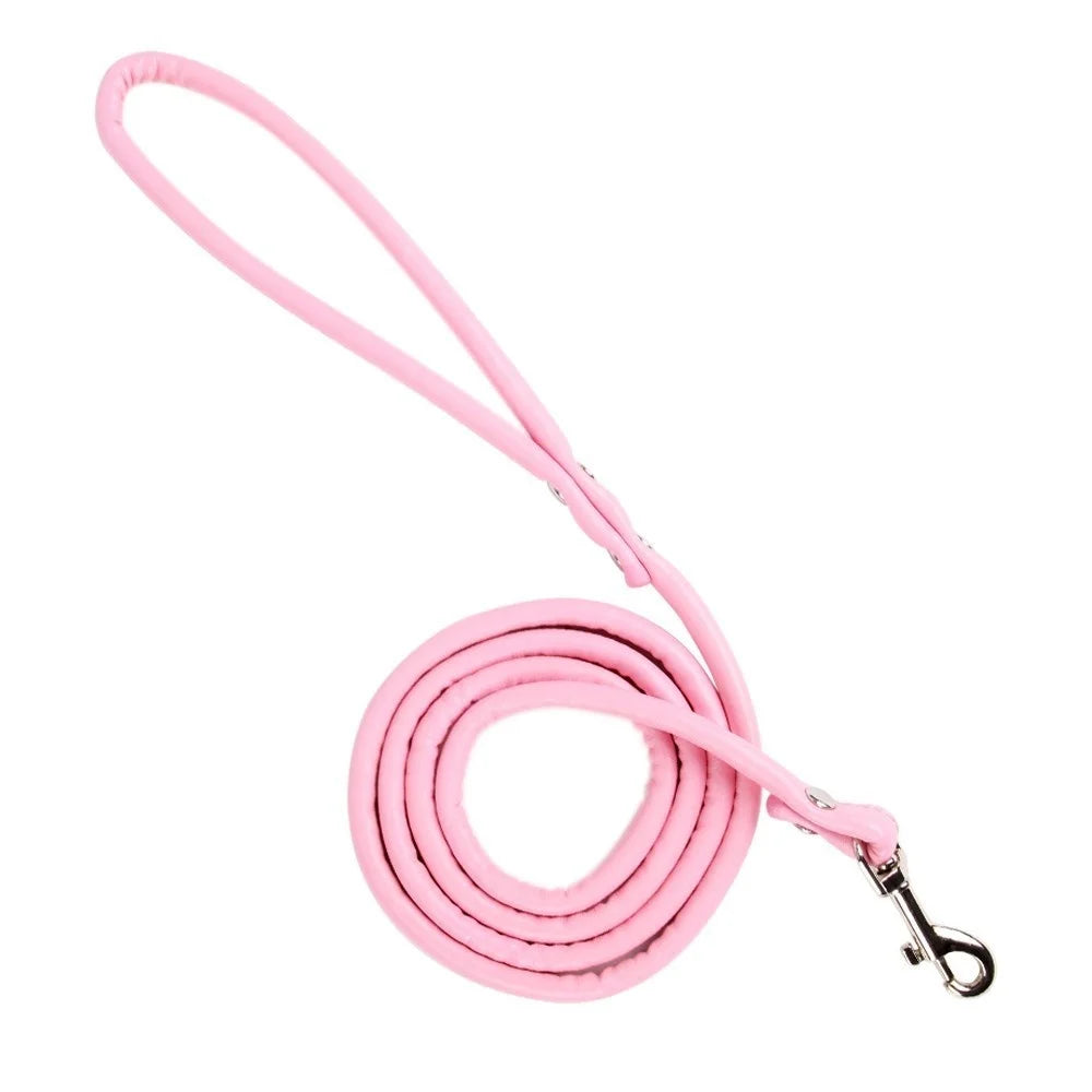 Soft PU Leather Dog Leash – 120cm Smooth Lead for Small Dogs & Puppies