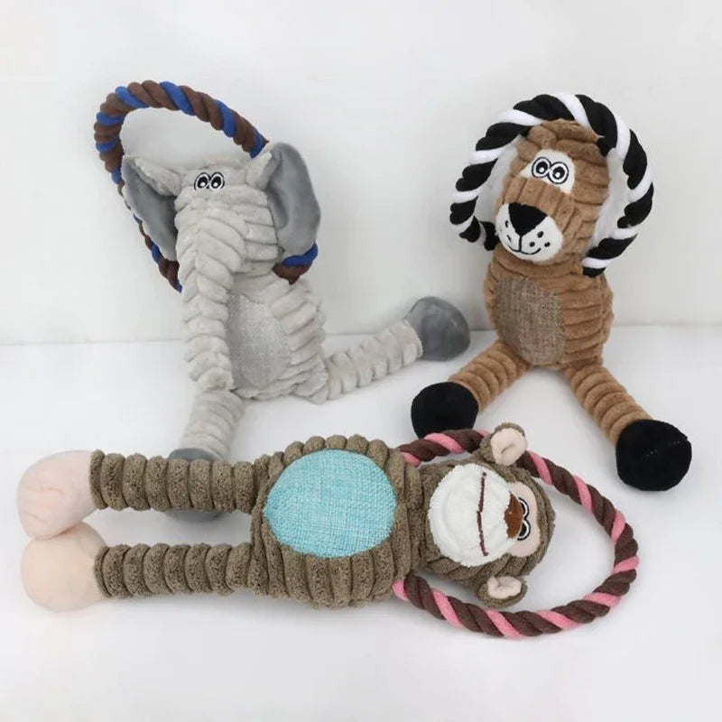 Plush Animal Squeaky Dog Toy – Bite-Resistant Chew & Play 🐾🧸