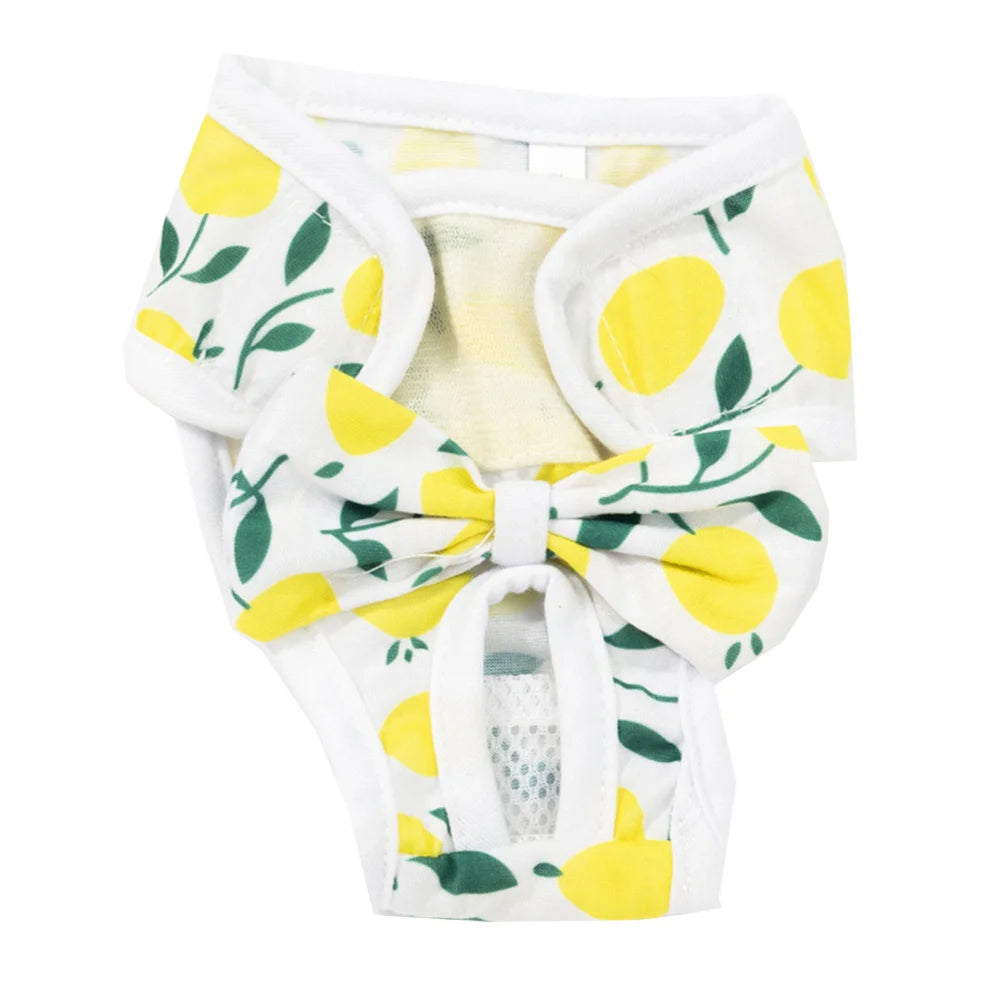 Washable Dog Diapers – Cute Cartoon Print Female Puppy Panties with Bow