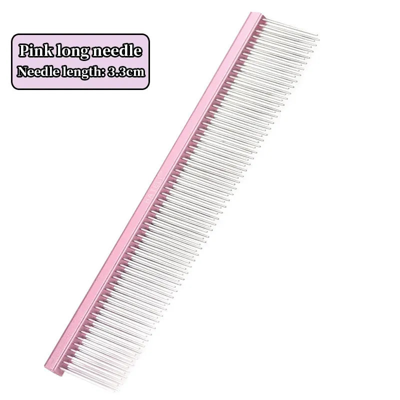 Double Row Dog & Cat Grooming Comb – Stainless Steel Pet Hairbrush for Shedding & Styling