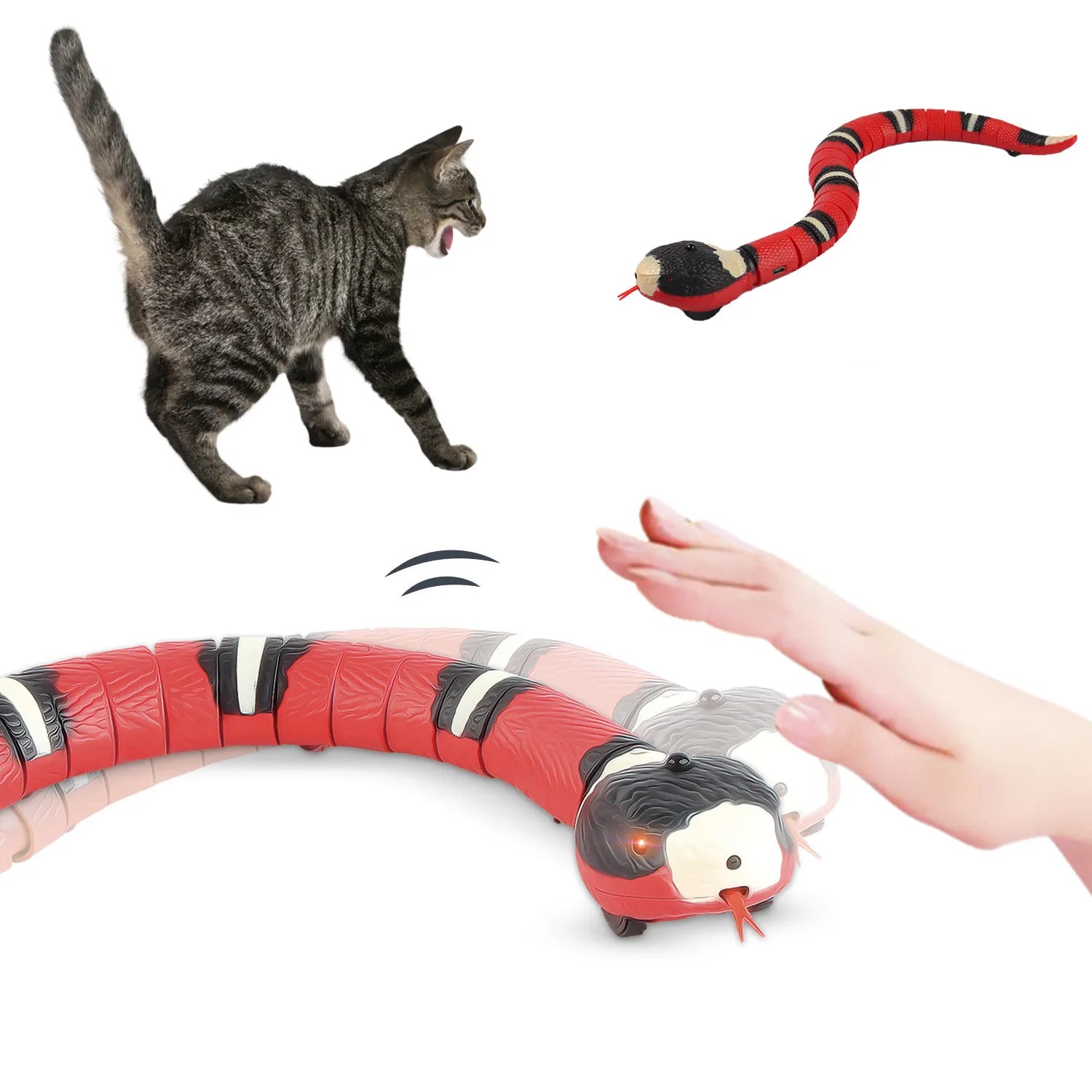 Smart Sensing Snake Cat Toy – USB Rechargeable & Interactive