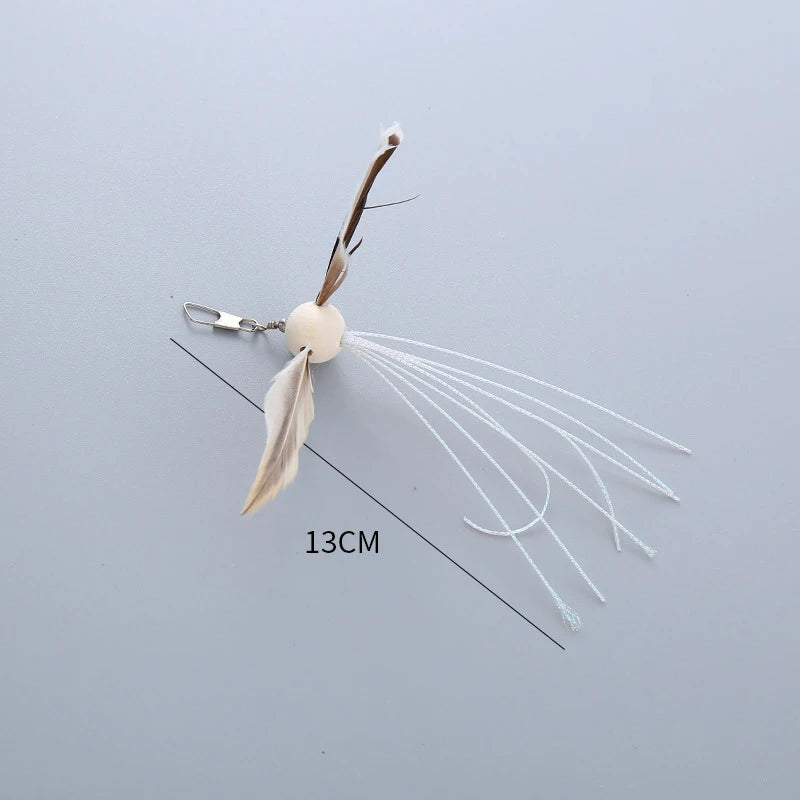Plush Feather Bird Replacement Head for Cat Stick – Interactive Magic Wand with Bell