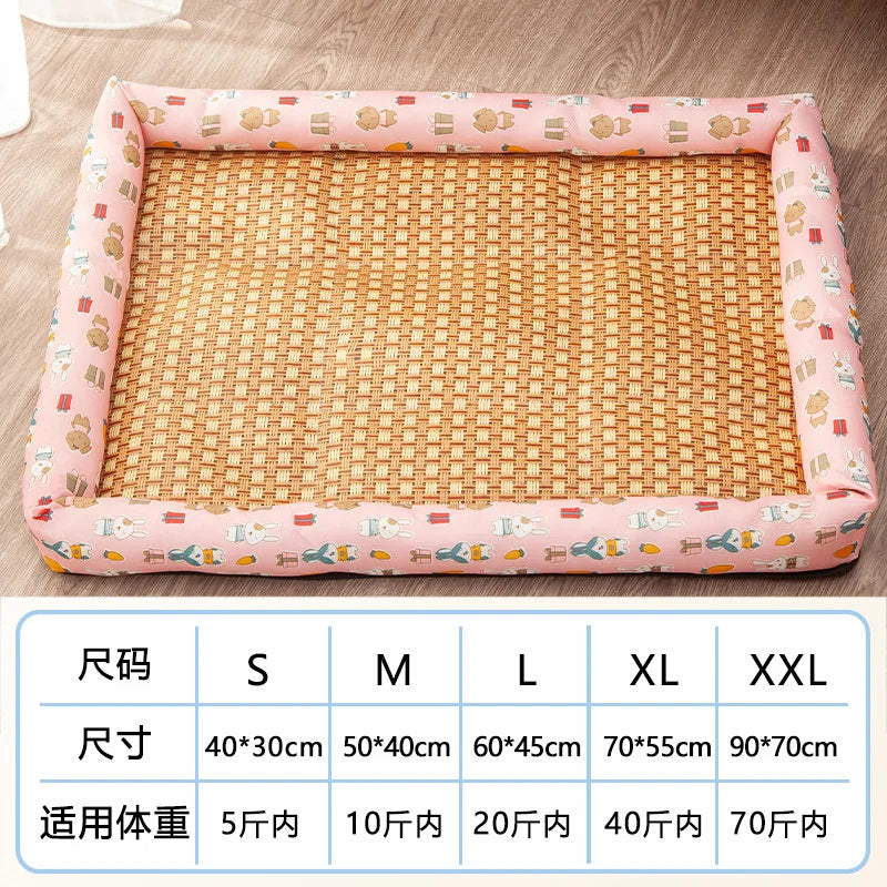 Summer Pet Cooling Mat – Lightweight Breathable Rattan Ice Nest Bed for Cats, Small Dogs & Small Animals