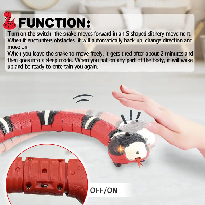 Smart Sensing Snake Cat Toy – USB Rechargeable & Interactive
