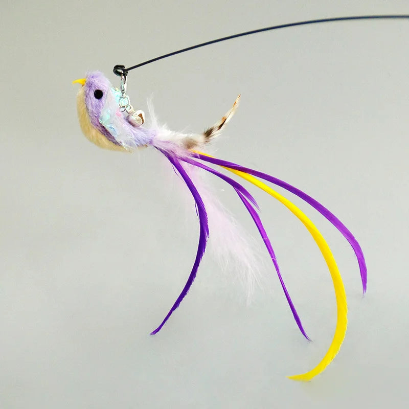Hands-Free Bird & Feather Cat Wand – Suction Cup Interactive Toy with Bell