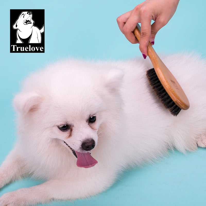 Truelove Pig Hair Pet Brush TLK21131 – Bamboo Wood Grooming Comb for Dogs & Cats