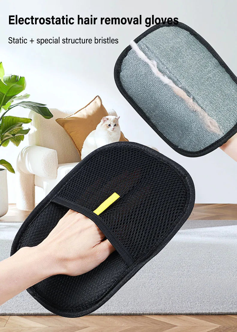 Pet Grooming Gloves 🐾 Hair Remover for Sofa, Carpet & Clothes