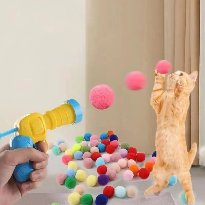 🎯 Cat Plush Ball Shooting Gun – Mini Silent Launcher Toy for Interactive Play & Stress Relief