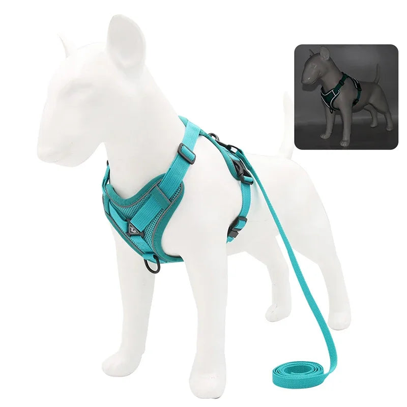 🐾 No Pull Dog Harness & Leash Set – Reflective Adjustable Mesh Vest for Small Dogs & Cats