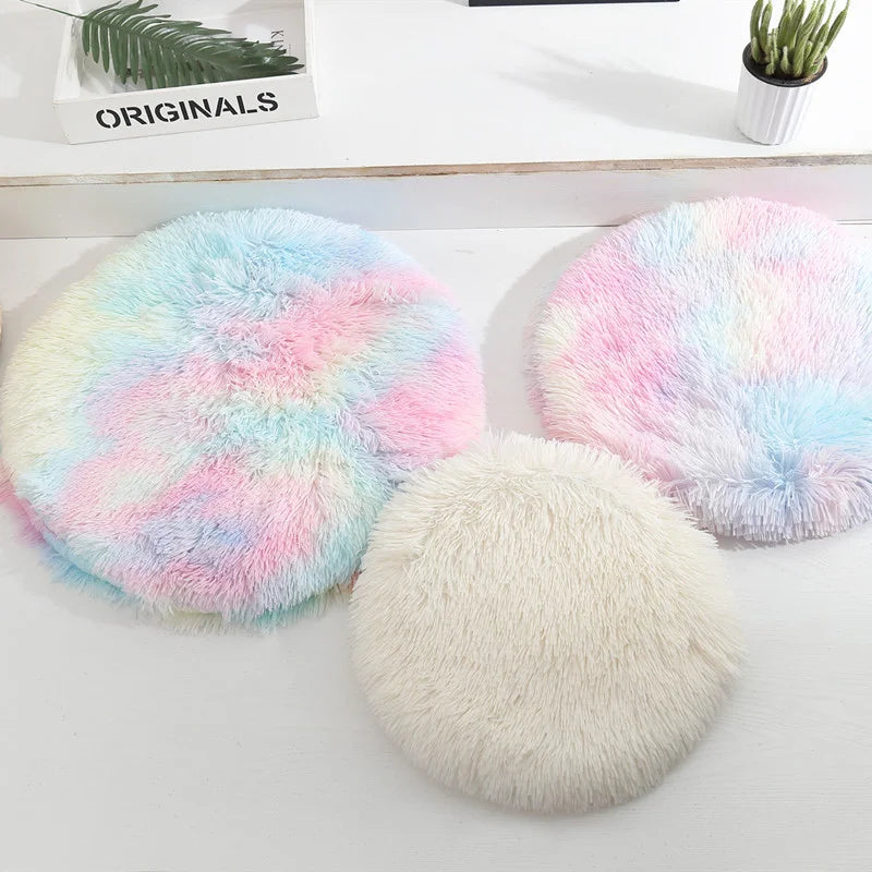 Soft Plush Round Cat Bed Mat – Cozy Fleece Sleeping Cushion for Cats & Small Dogs