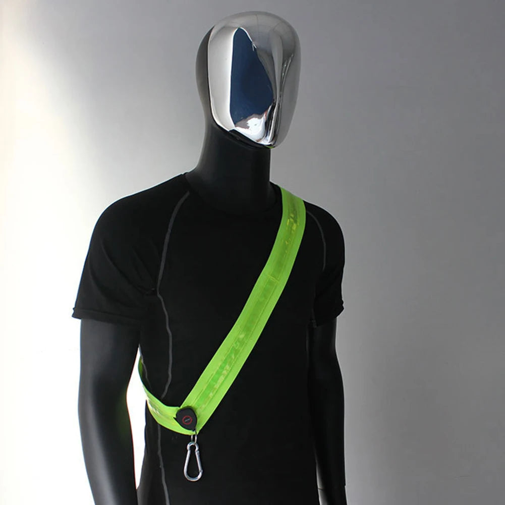 🔦 LED Reflective Running Belt with Illuminated Shoulder Straps – USB Rechargeable Night Safety Gear