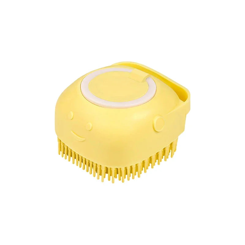 2-in-1 Dog Bathing Brush with Shampoo Dispenser – Soft Silicone Pet Massage & Grooming Brush for Dogs & Cats