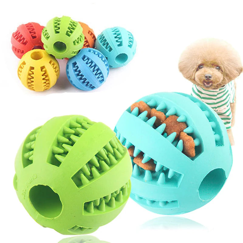 Rubber Dog Ball Toy – Interactive Chew & Treat Dispenser 🐾⚽