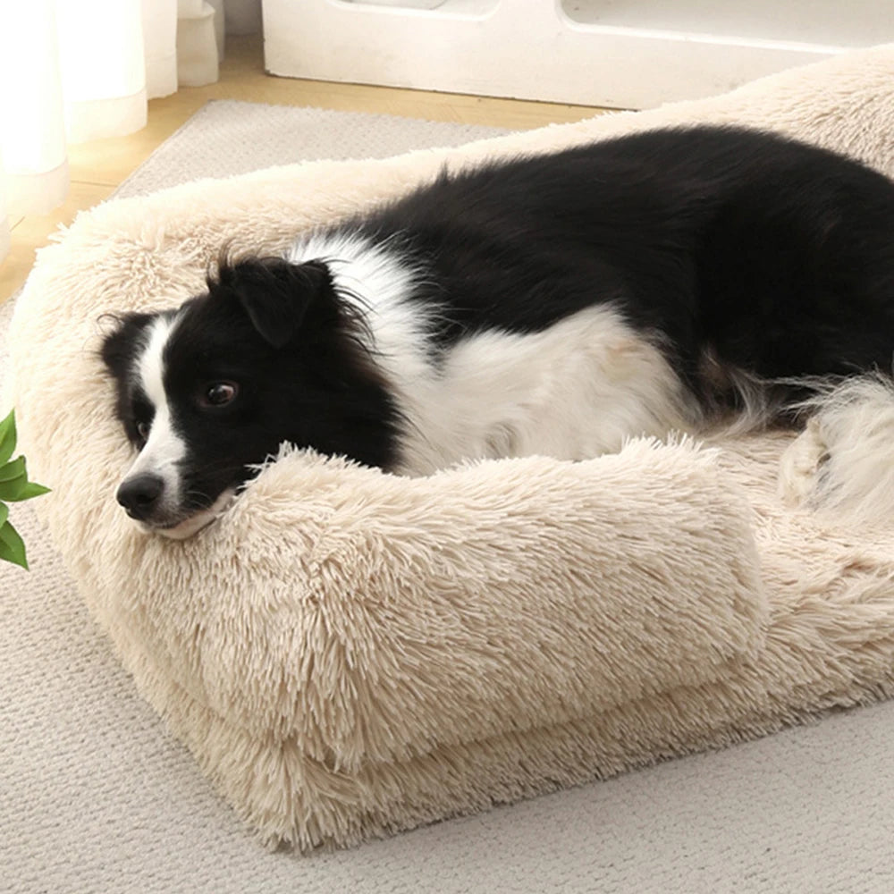 Half Surround Dog Bed Soft Square Pet Cat Sofa Full Filling Medium Pet Dog Kennel Plush Cat Cushion House