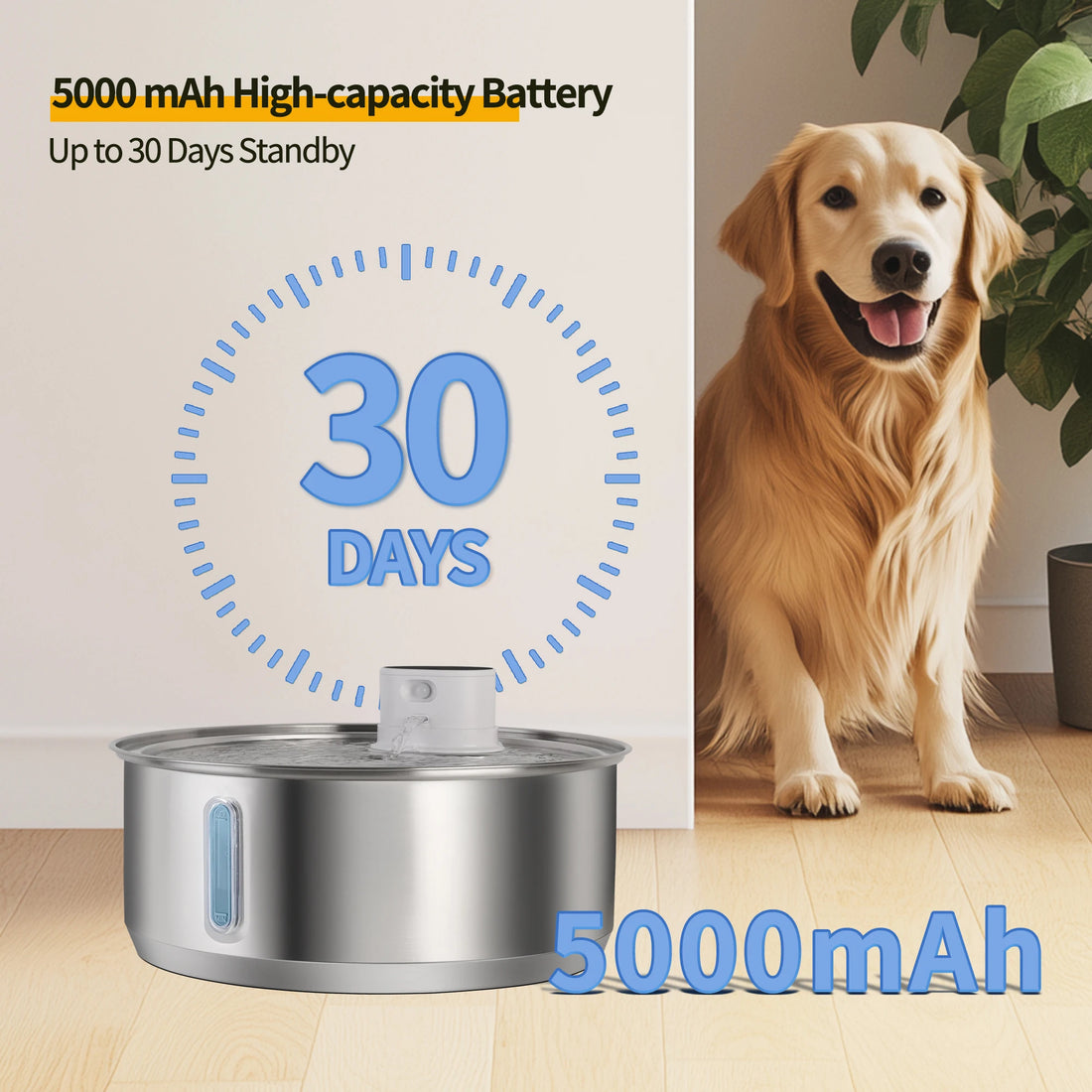 🐕 8L Automatic Stainless Steel Dog Water Fountain – Wireless Battery & Sensor Dispenser