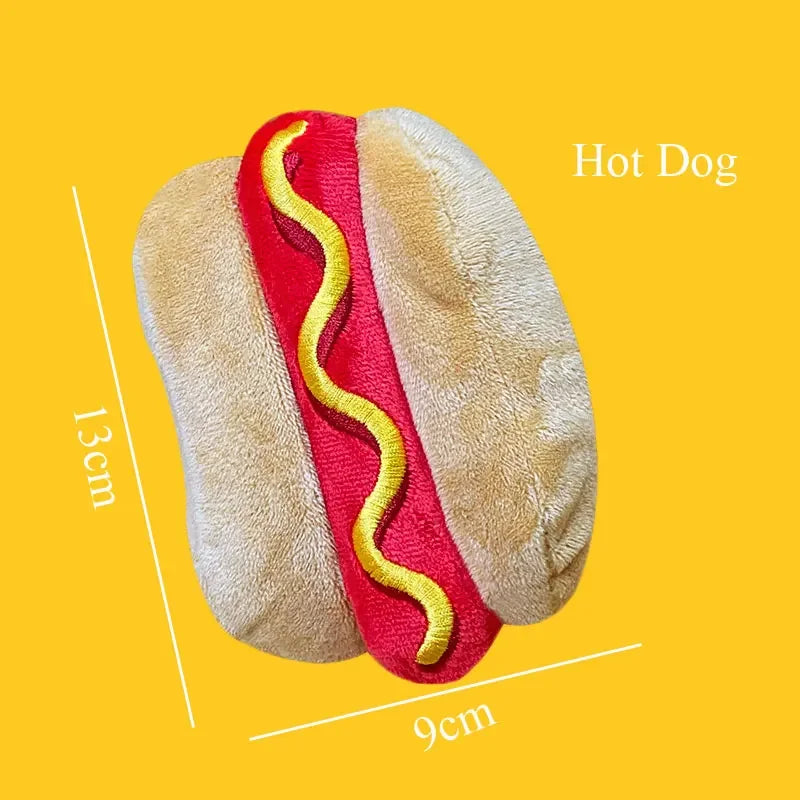 🧸 Plush Dog Toys – Squeaky Soft Pet Chew Toys (Ice Cream, Fries, Hamburger)