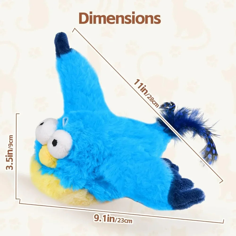 Interactive Chirping & Flapping Bird Cat Toy – Rechargeable Plush with Catnip