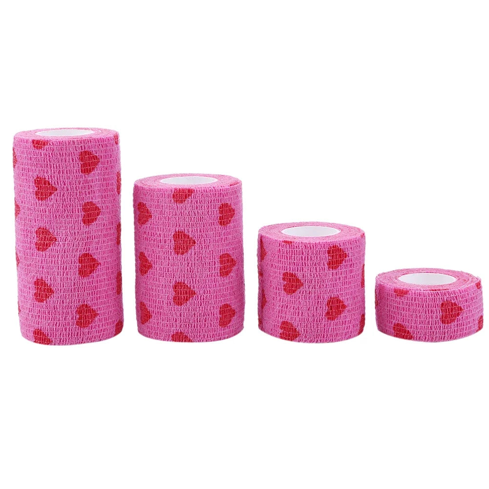 Rose Red Heart Pet Medical Bandage – Elastic First Aid Wrap for Dogs & Cats | Non-Woven Self-Adhesive Vet Tape