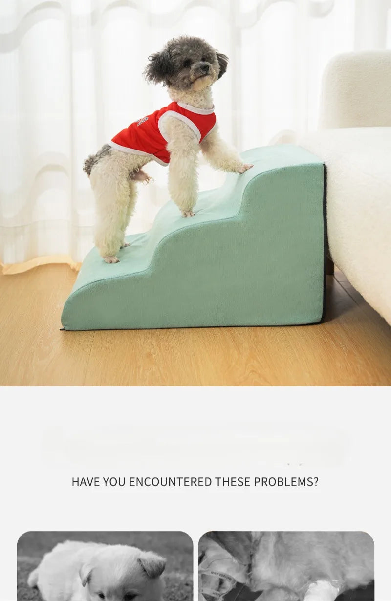 Pet Ramp Stairs – 2/3 Step Dog & Cat Ladder with Washable Cover