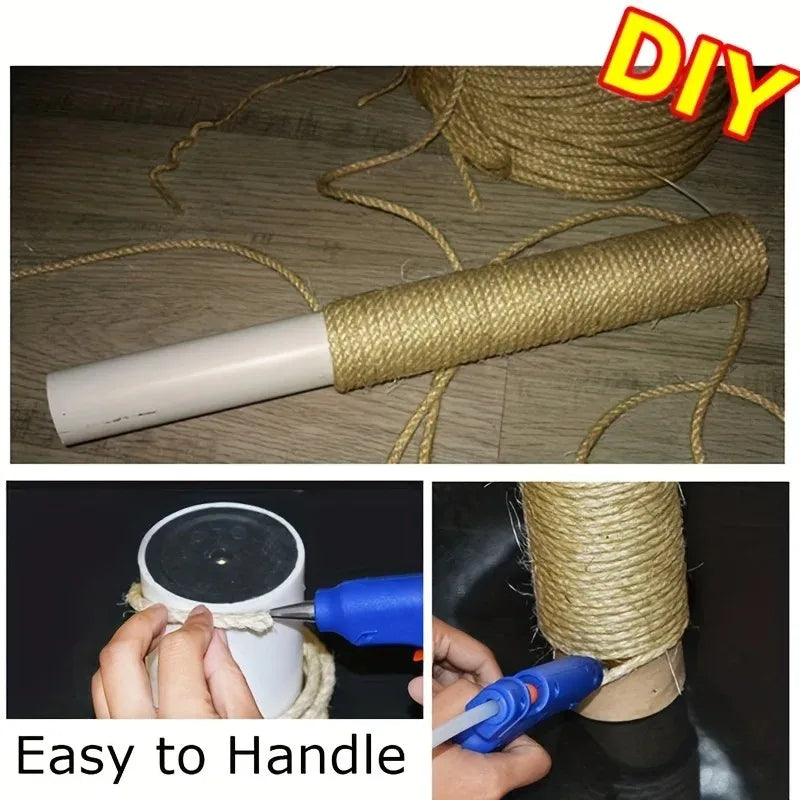 10/20/50M 6MM Natural Sisal Rope – Cat Scratcher Rope for DIY Cat Trees, Posts & Furniture Protection
