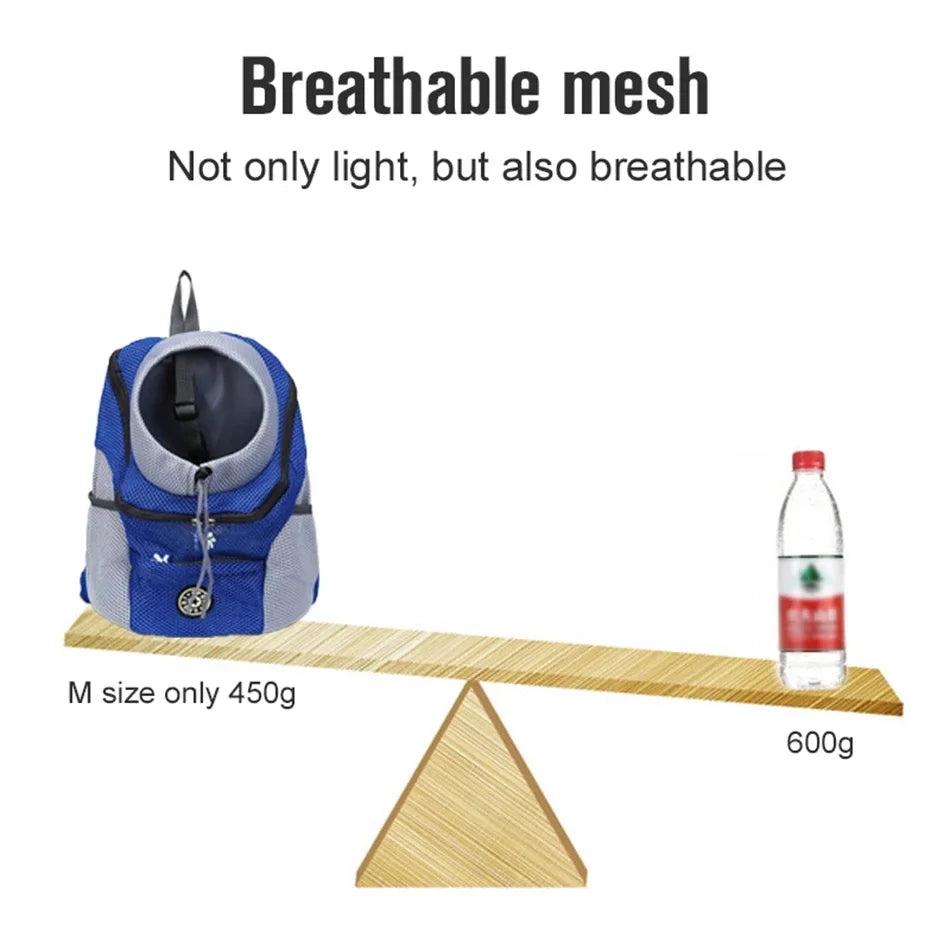 Double Shoulder Pet Carrier Backpack – Portable Mesh Dog Travel Bag for Outdoor Adventures