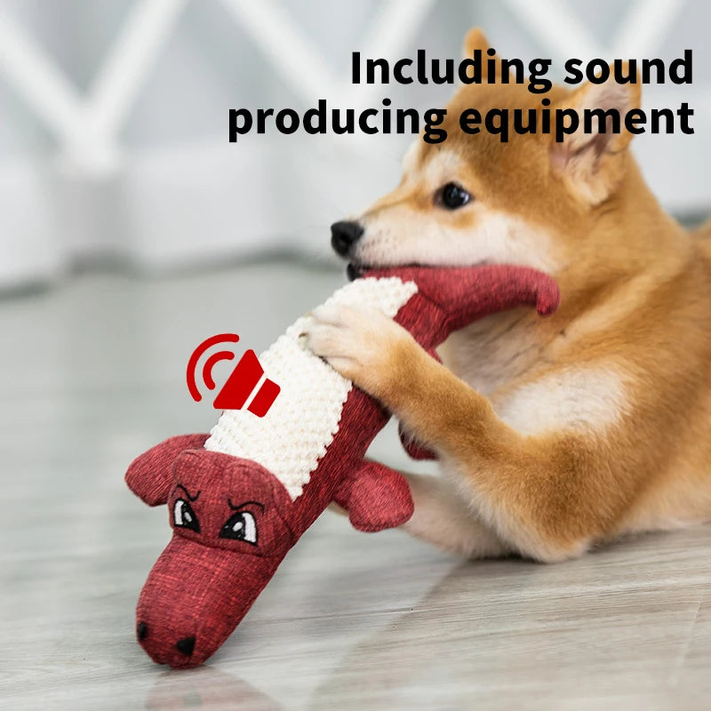 Interactive Plush Alligator Dog Chew Toy with Sound – Cartoon Animal