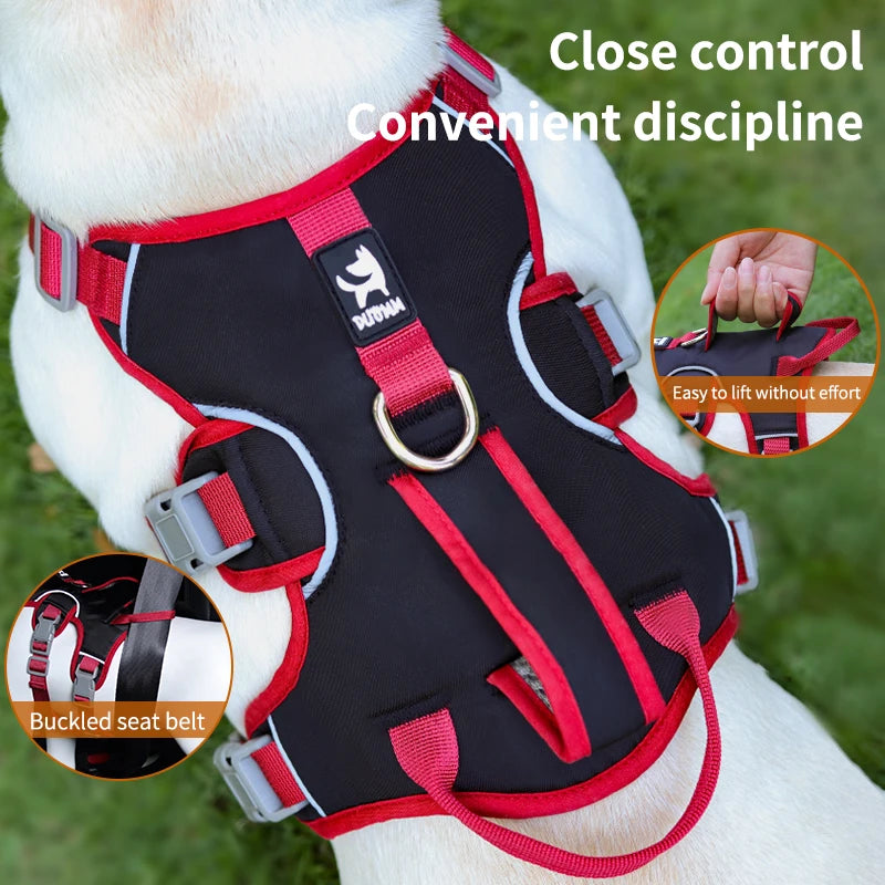 🐕 Adjustable Reflective Dog Harness – For Small to Large Dogs (French Bulldog, Husky & More) 🐾