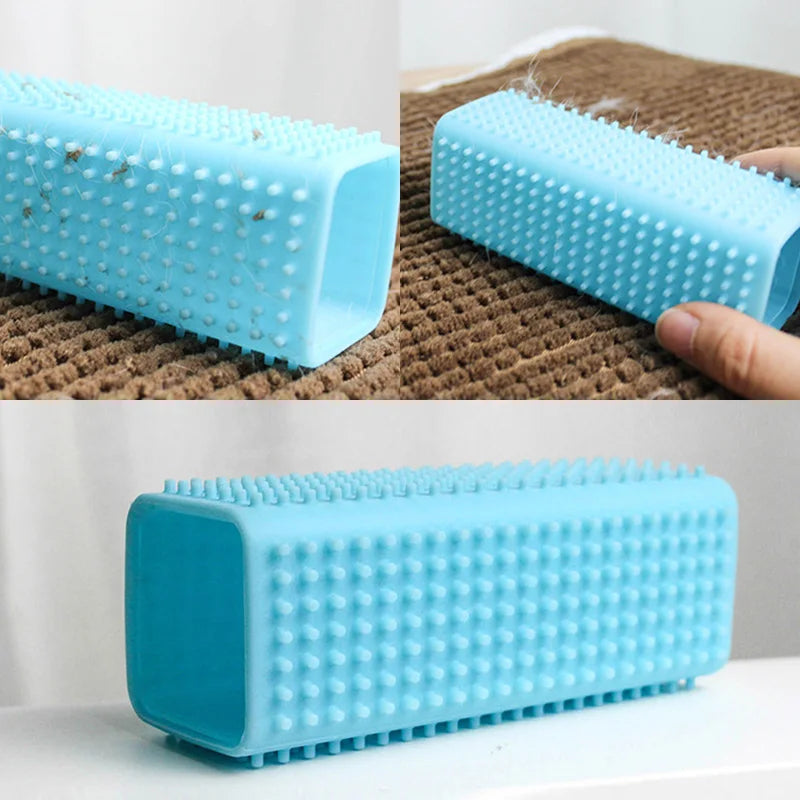 Silicone Rubber Pet Hair Remover Brush – Hollow Design for Dogs & Cats – Reusable Cleaner for Furniture, Cars, Carpet & Clothes