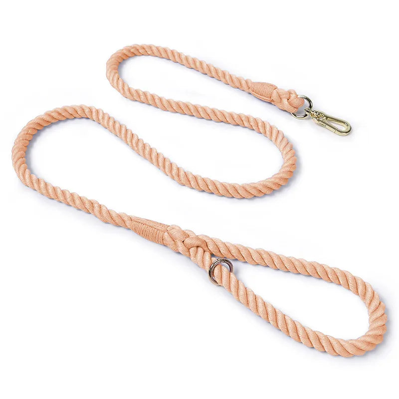 Hand-Woven Gradient Dog Leash – Multi-Function Cotton Rope Lead for Outdoor Walking & Training