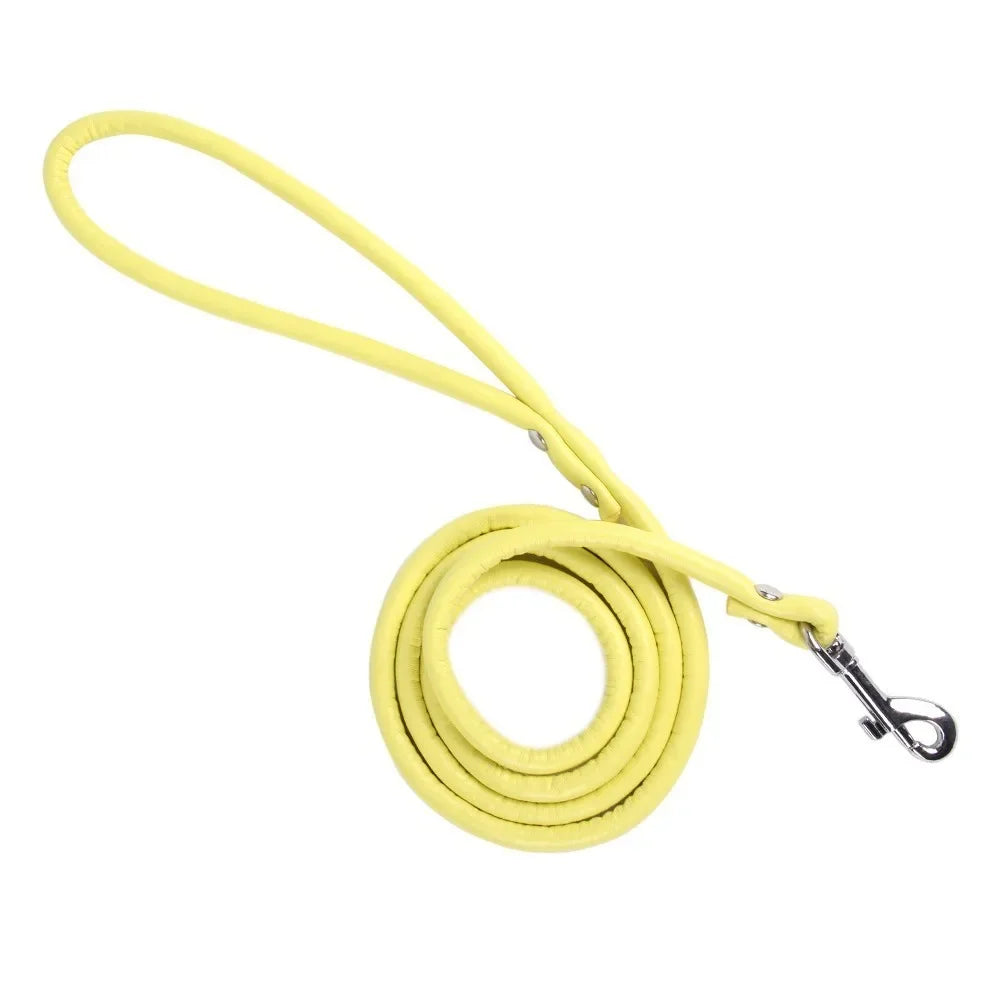 Soft PU Leather Dog Leash – 120cm Smooth Lead for Small Dogs & Puppies