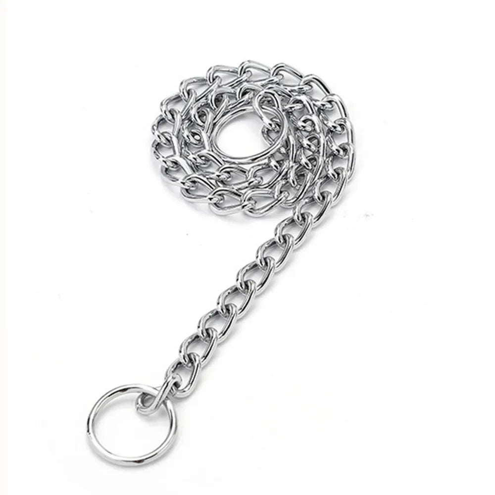 Stainless Steel P Snake Chain Choke Collar – Adjustable Dog Training Collar for Bulldogs & Large Breeds