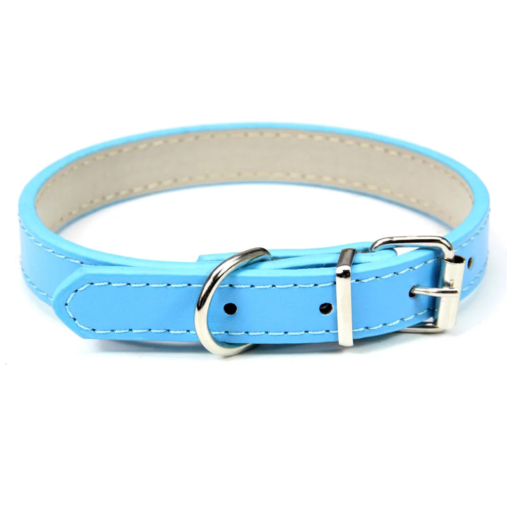 Soft Leather Adjustable Dog Collar – Safe & Stylish for Dogs and Cats