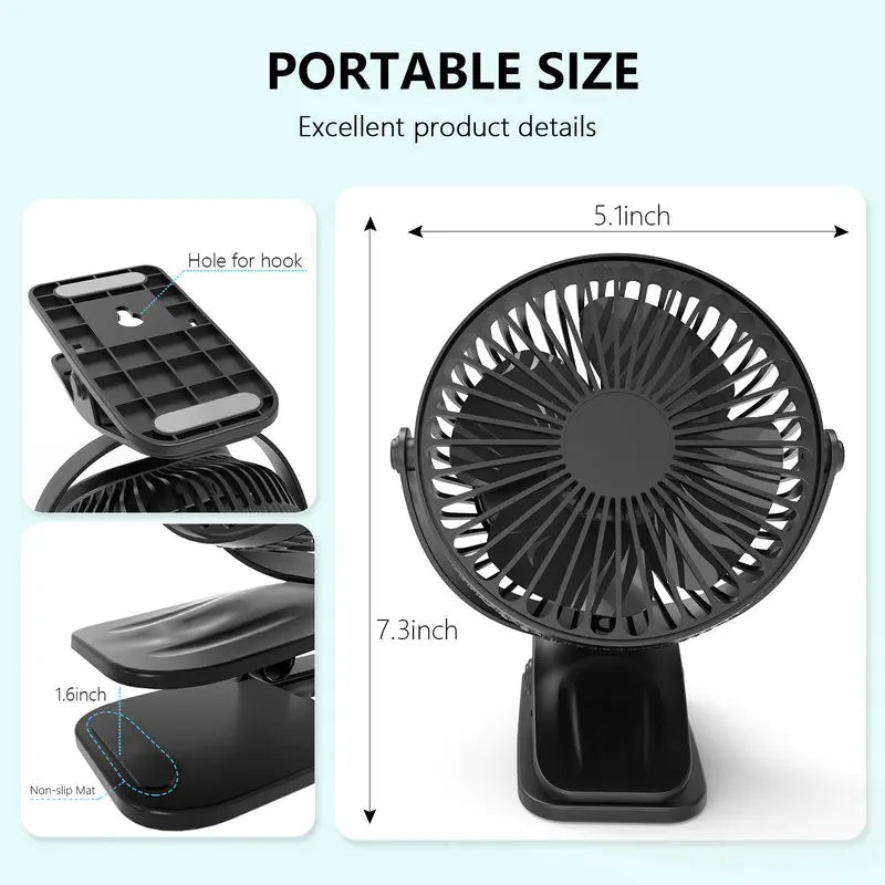 🌀 Xiaomi USB Handheld Clip Fan – Portable Rechargeable Mini Fan for Students & Travel