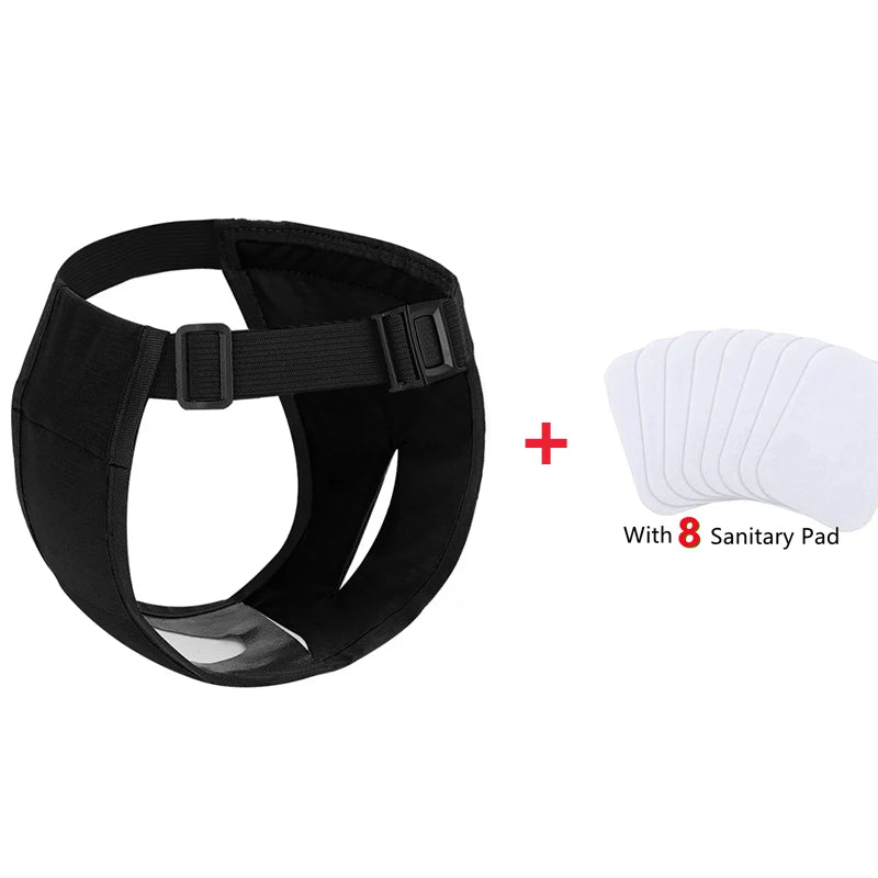 Female Dog Washable Diaper Pants – Anti-Harass Heat Nappies with 8 Pads