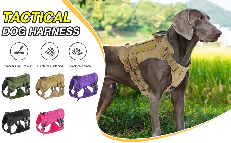 🛡️ Tactical Chest Strap Dog Harness – Heavy-Duty Outdoor Control for Large Dogs 🐕