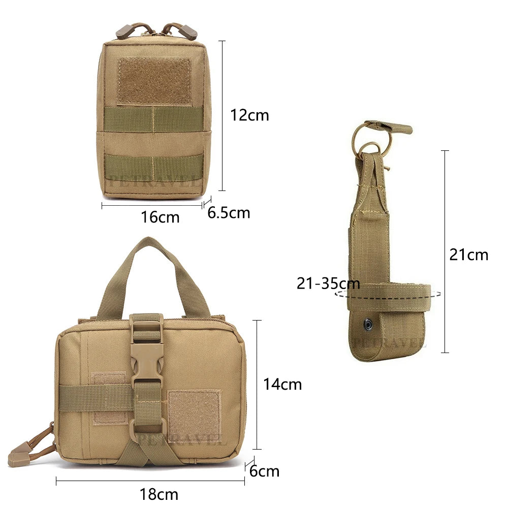 🎒 3Pcs Dog Tactical Bags Set – Molle Pouches & Bottle Holder for Harness Vests 🐾