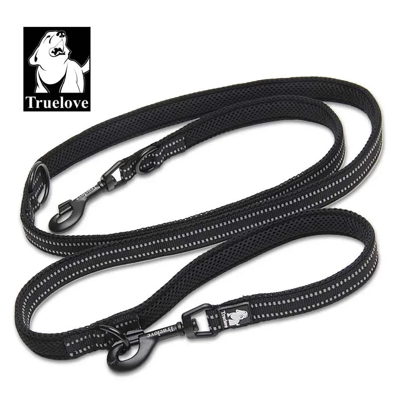 Truelove 7-in-1 Adjustable Multi-Function Dog Leash – Hands-Free, Reflective Training Lead for Walking 1 or 2 Dogs