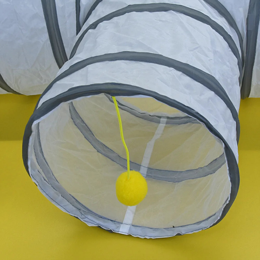White Foldable Cat Tunnel – Interactive Fun Play Tube for Kittens and Cats