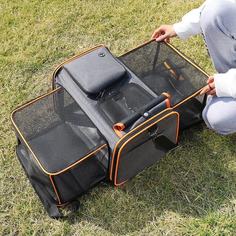 Foldable Large Capacity Pet Carrier Bag – Breathable Expandable Cat & Small Dog Travel Tote