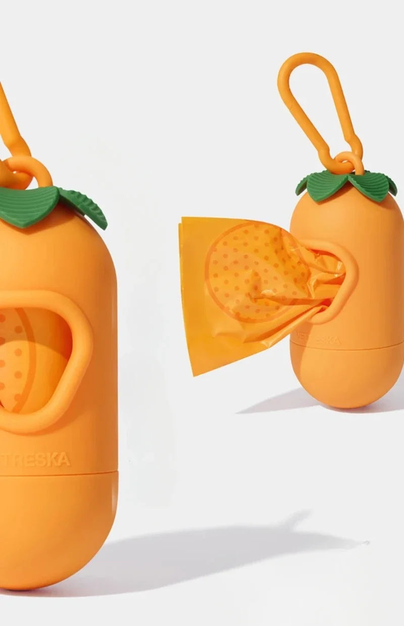 Orange Scented Dog Poop Bags – Degradable Waste Bags with Portable Dispenser for Dog Walking & Cleanup