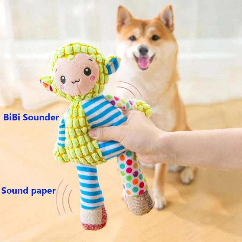 Plush Puzzle Pet Toy – Interactive Bite-Resistant Squeaky Chew Toy for Dogs & Cats, Teeth Cleaning Animal Shape