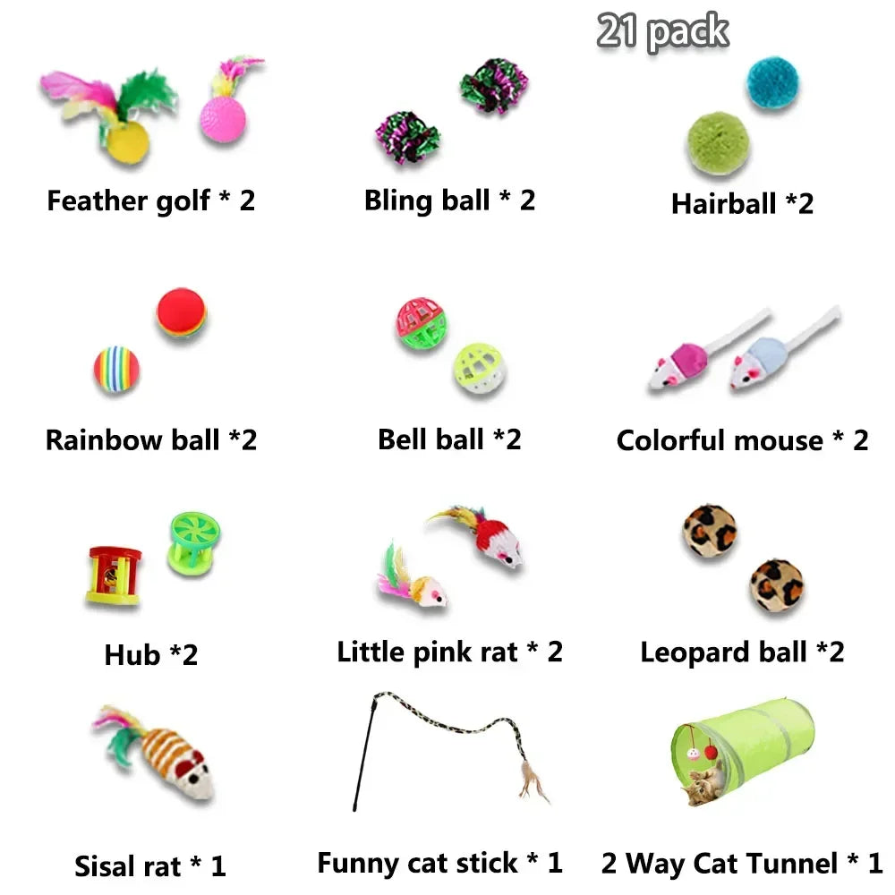 Kitten Toys Variety Pack – Cat Sticks, Mice & Balls