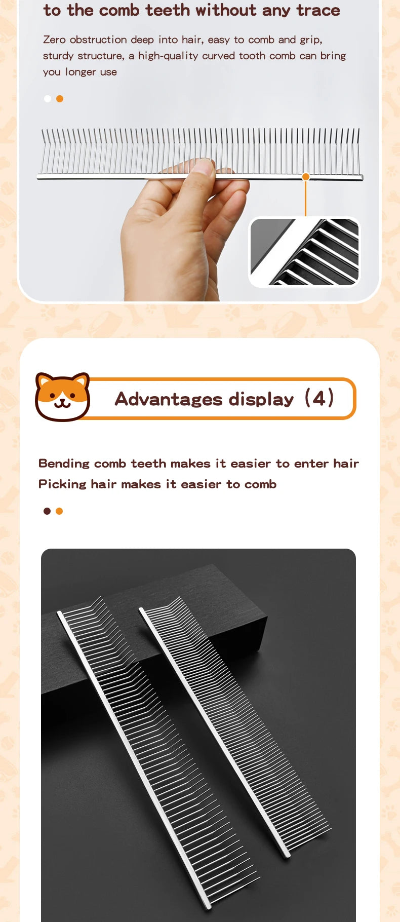Curved Hook Pet Grooming Comb – Deep Deshedding & Fluffing Tool with Curved Teeth for Dogs & Cats