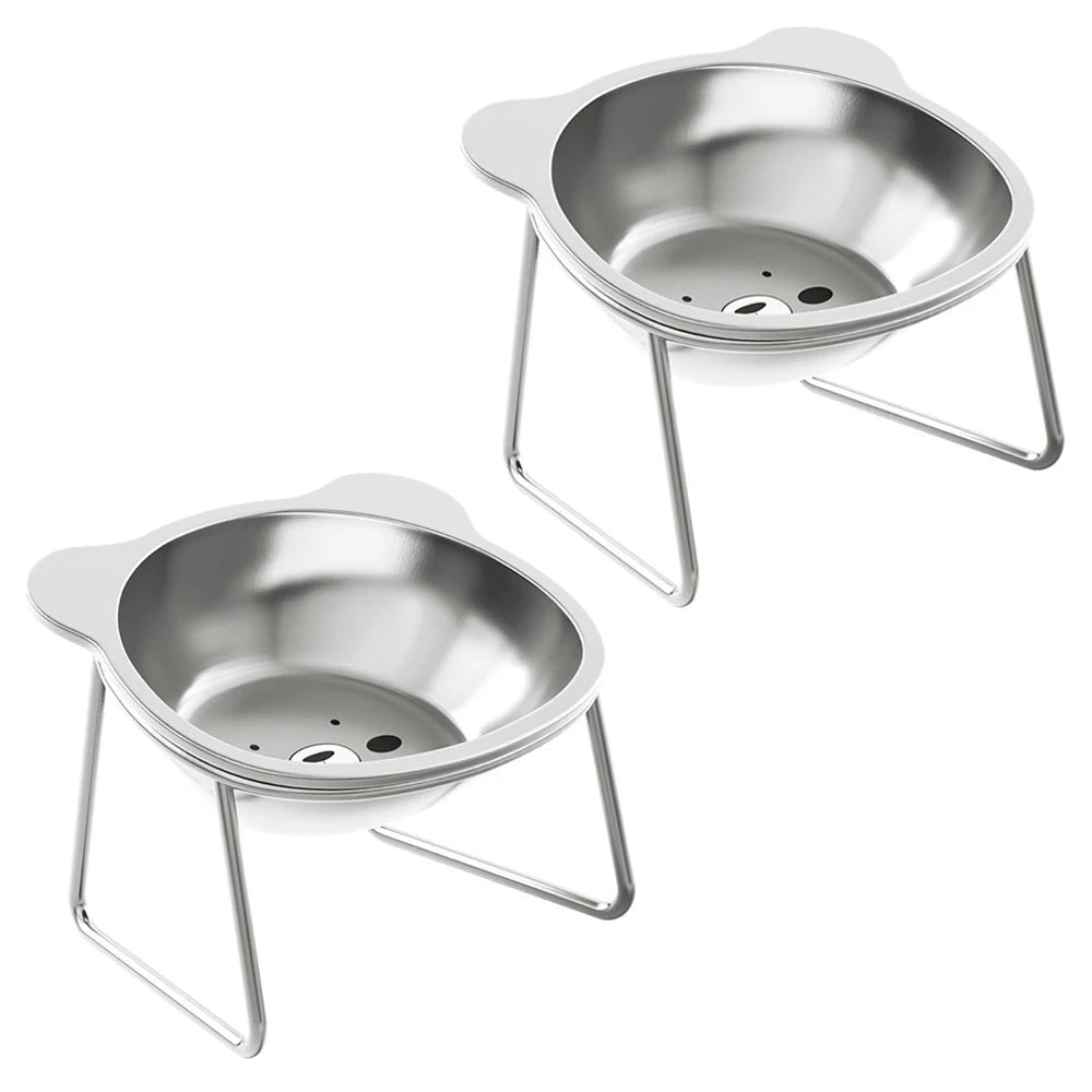 Stainless Steel Cat Food Bowl with Metal Stand