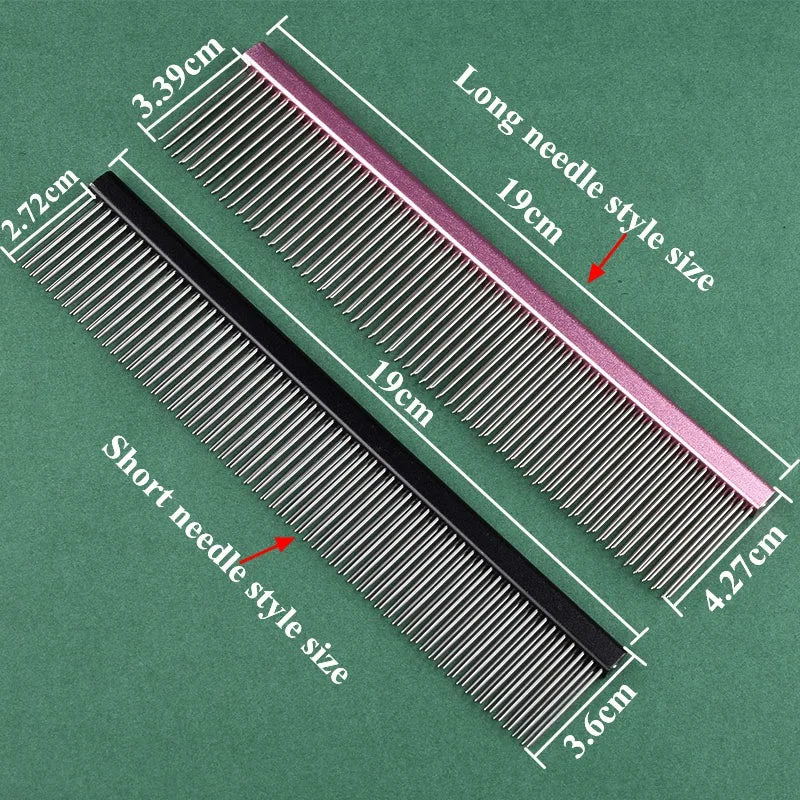 Double Row Dog & Cat Grooming Comb – Stainless Steel Pet Hairbrush for Shedding & Styling